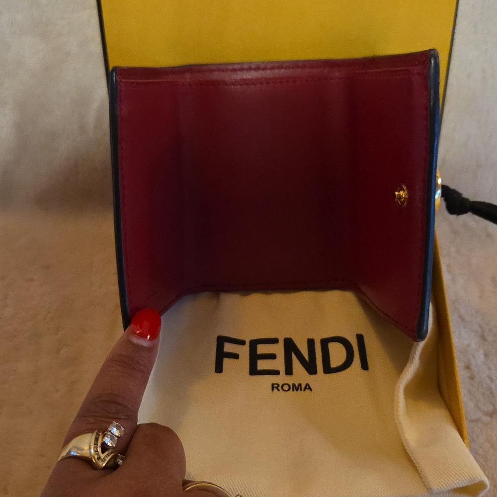 Fendi Burgundy and Black Wallet with Gold‎ Accent - Picture 5 of 10